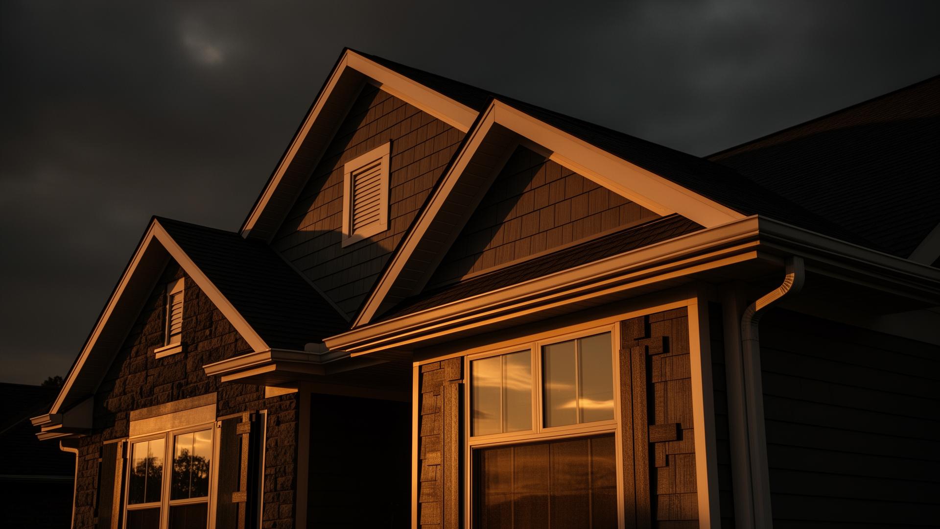 Modern home exterior at golden hour